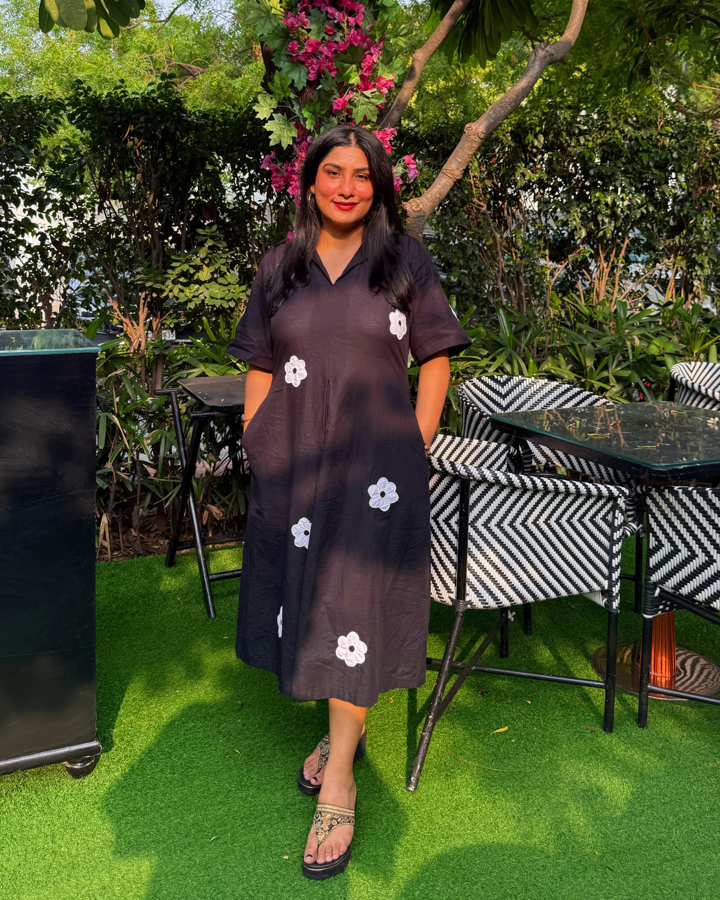 Monochrome Bloom Dress