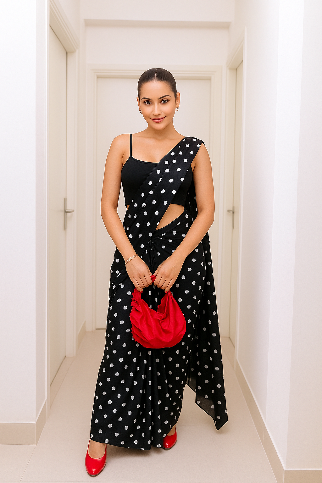 Old Hollywood Polka Pre-Draped Saree