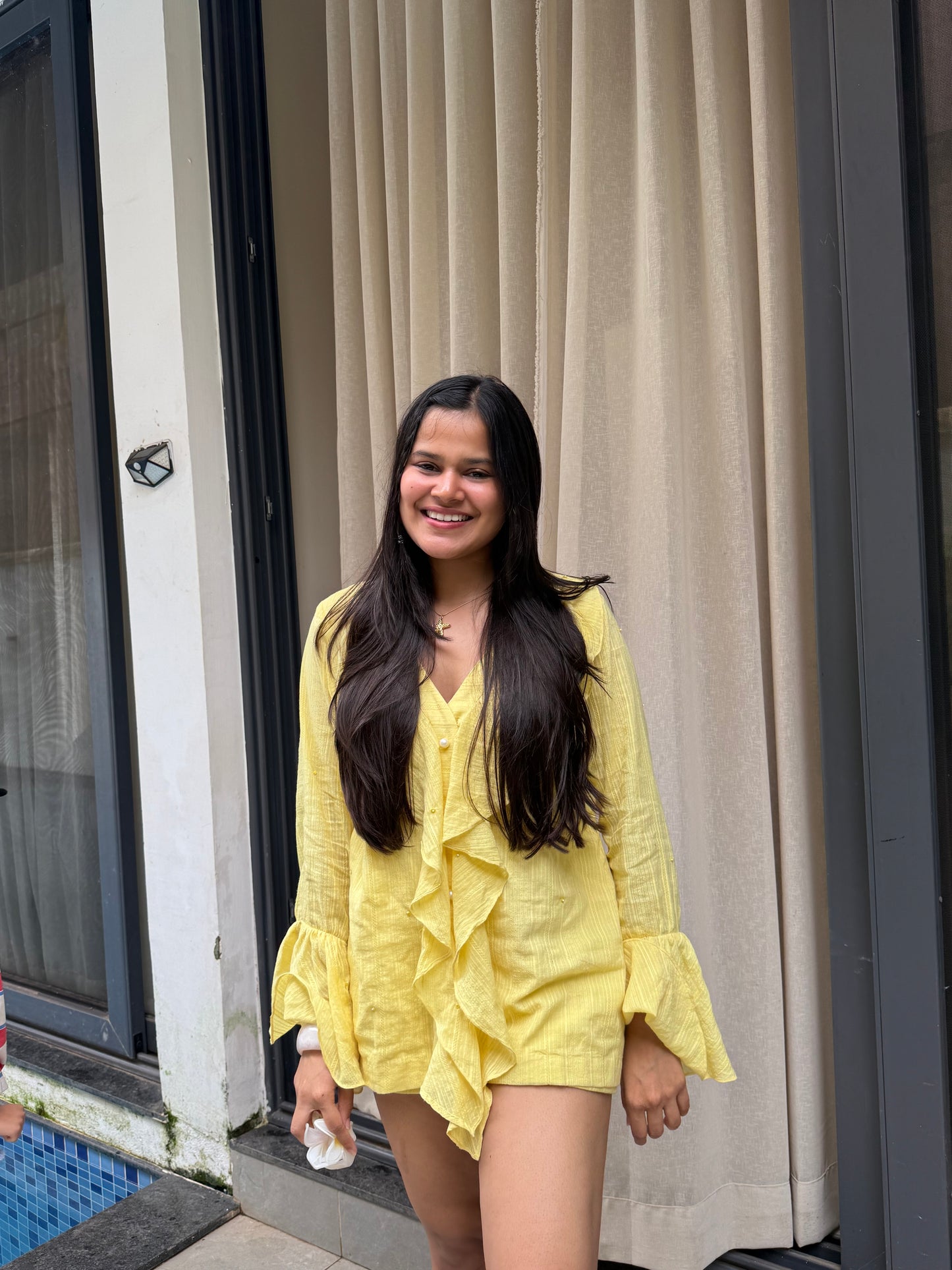 Sunny Yellow Ruffle Shirt with Matching Shorts Co-ord Set