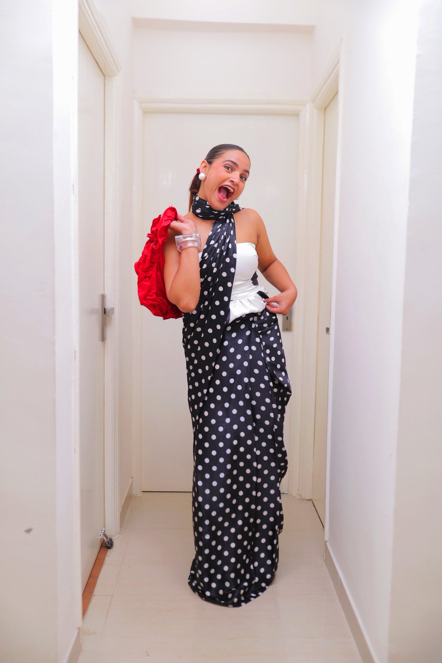 Old Hollywood Polka Pre-Draped Saree