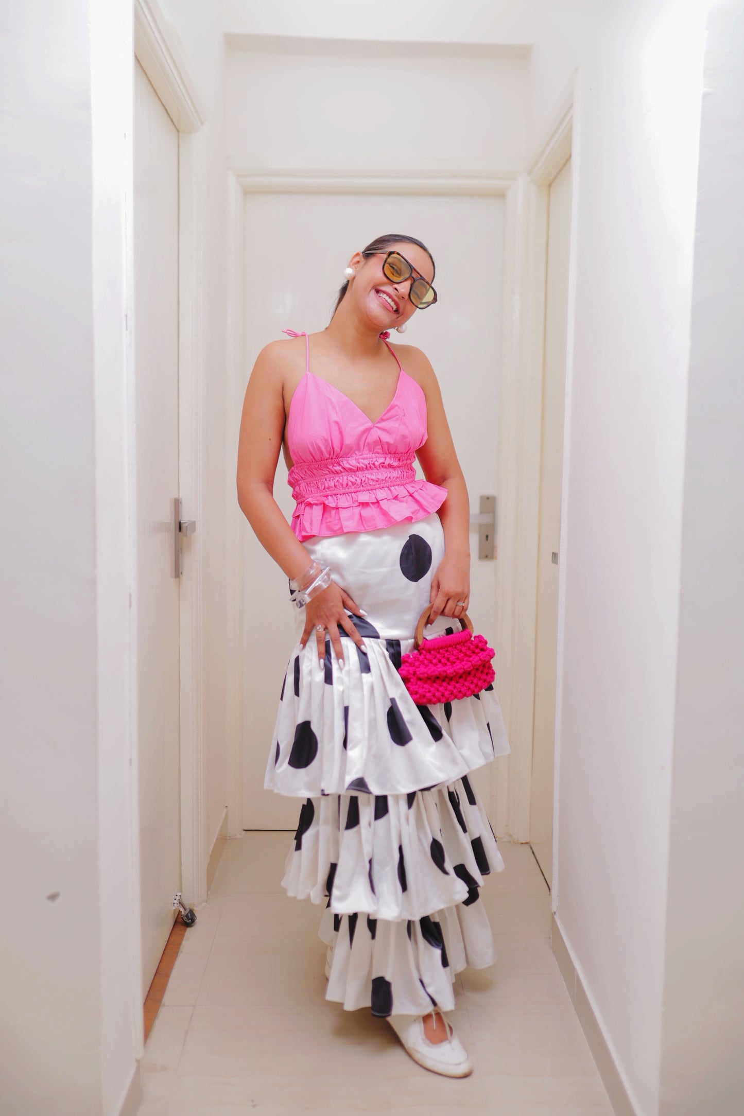 Whimsy Polka Dot Ruffle Tier Skirt