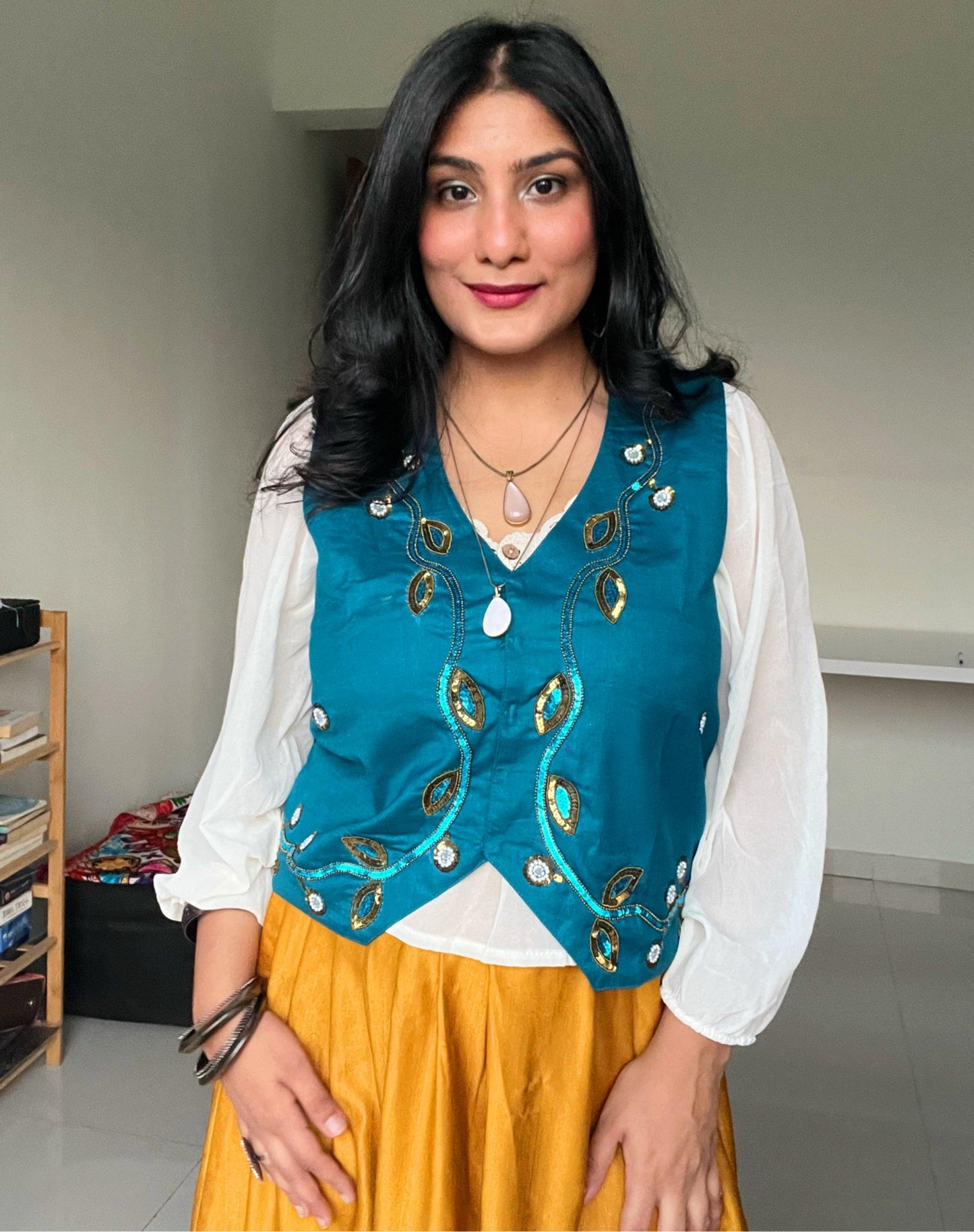 Firozi Hand Embroided Vest