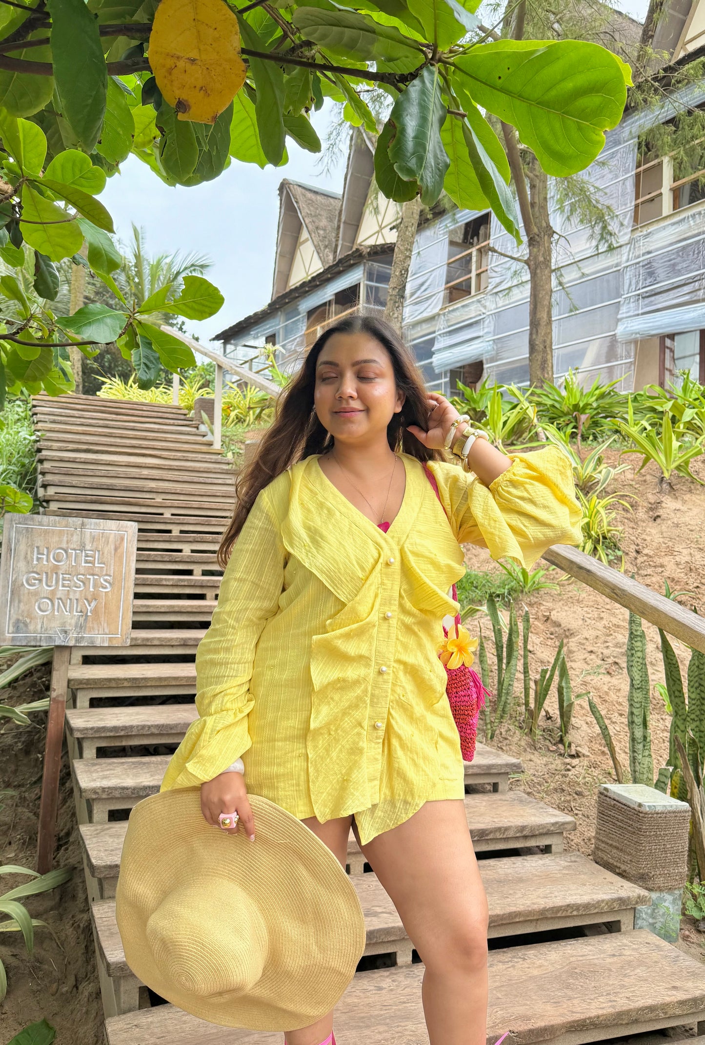Sunny Yellow Ruffle Shirt with Matching Shorts Co-ord Set