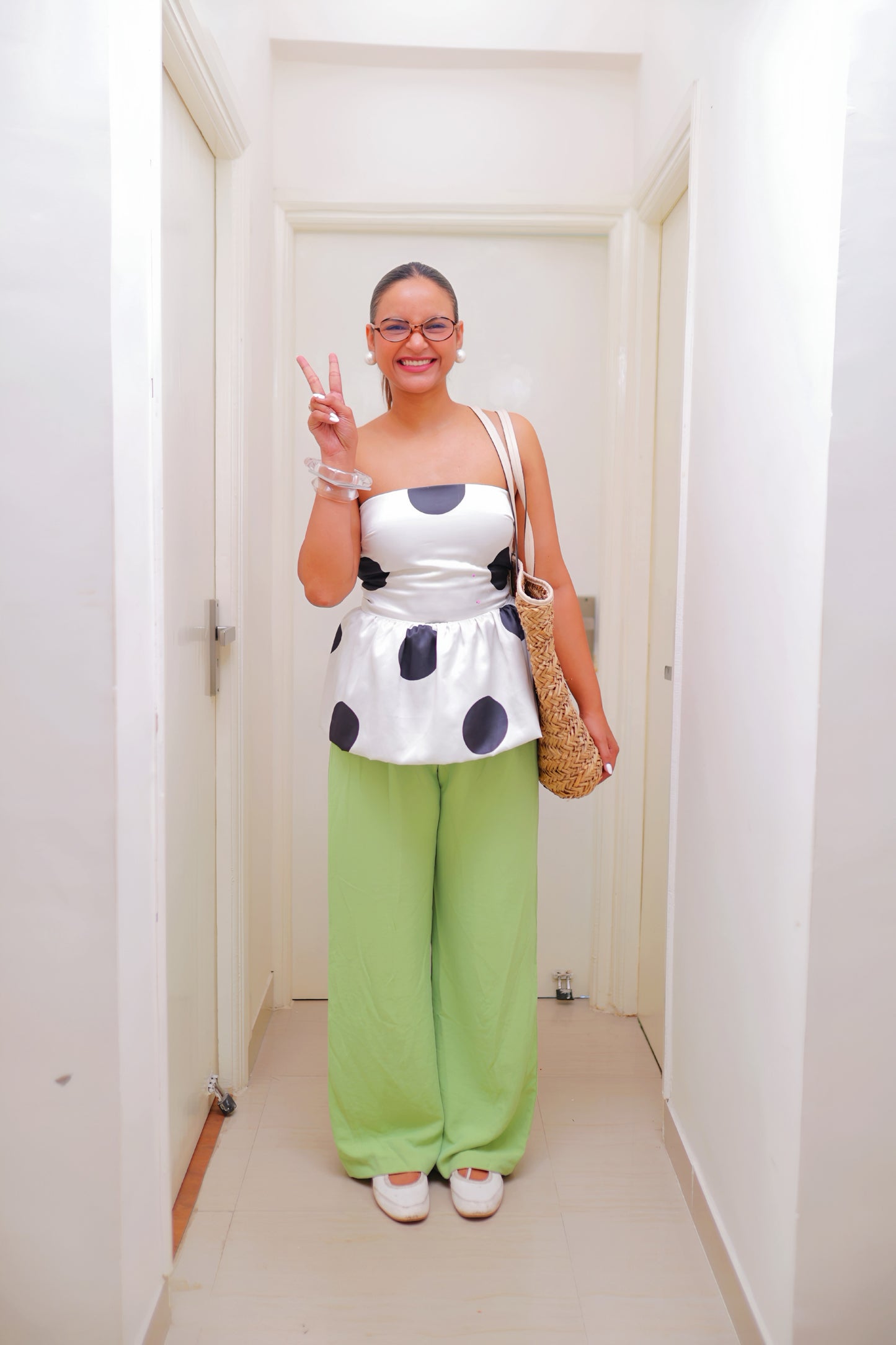 Polka Princess Satin Peplum Top