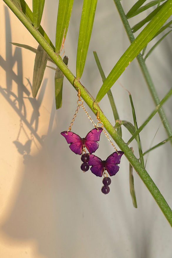 Protection Activation Amethyst Butterfly Earrings