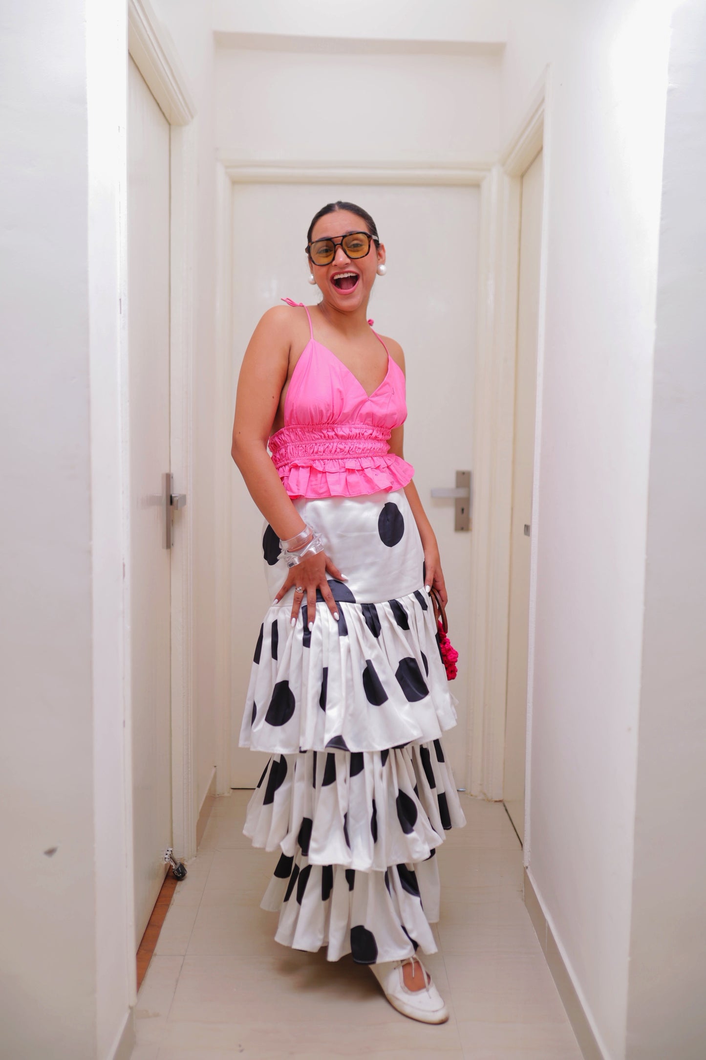 Whimsy Polka Dot Ruffle Tier Skirt