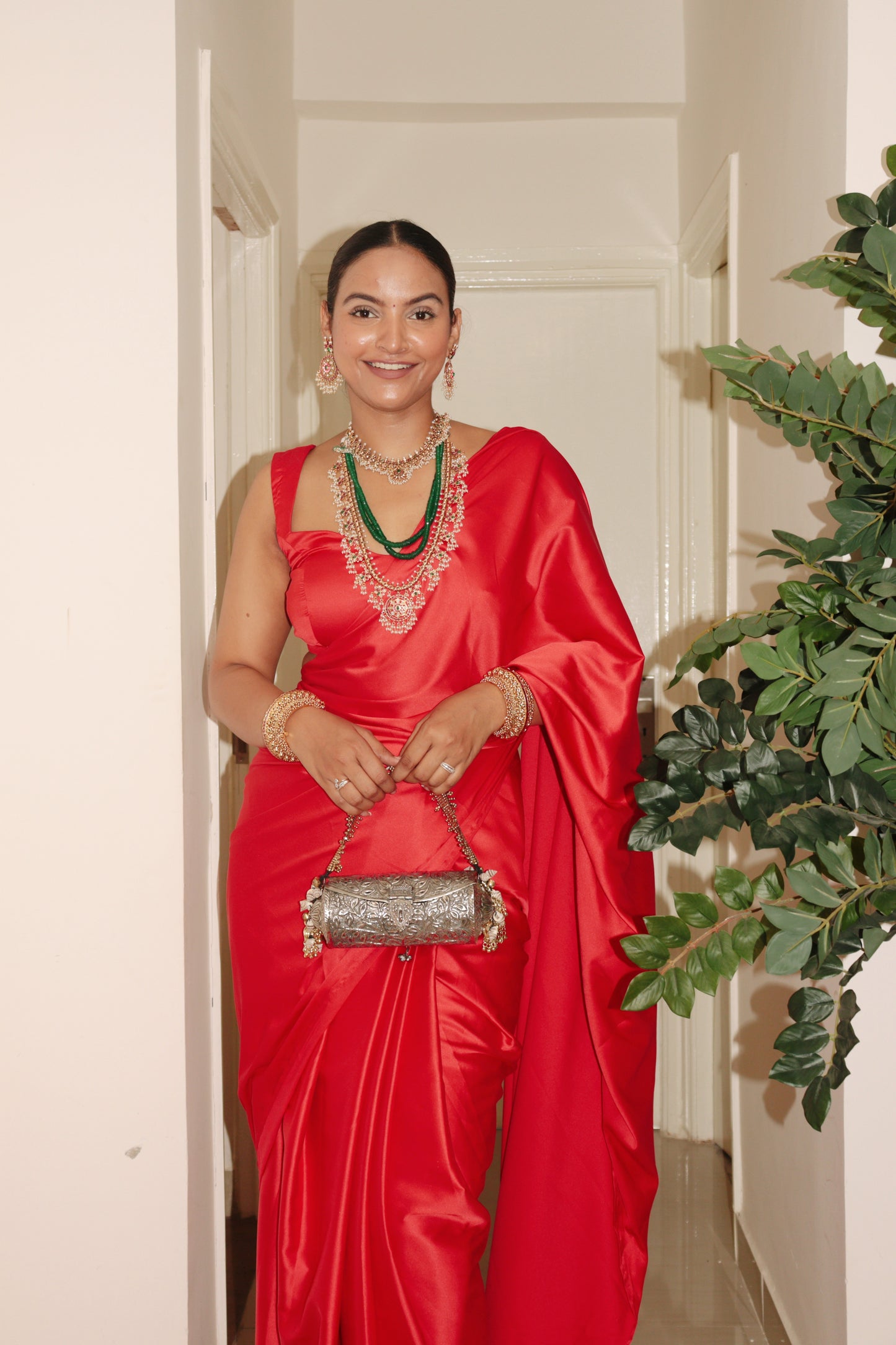 Red Royale Pre-draped Saree