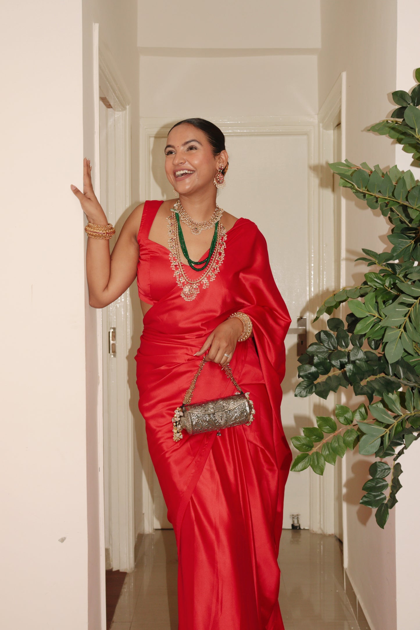 Red Royale Pre-draped Saree