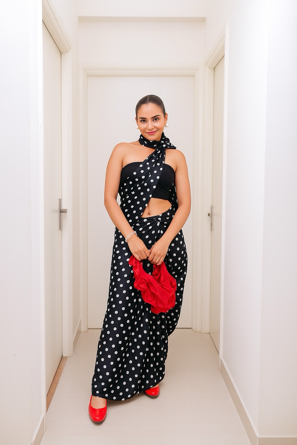 Old Hollywood Polka Pre-Draped Saree