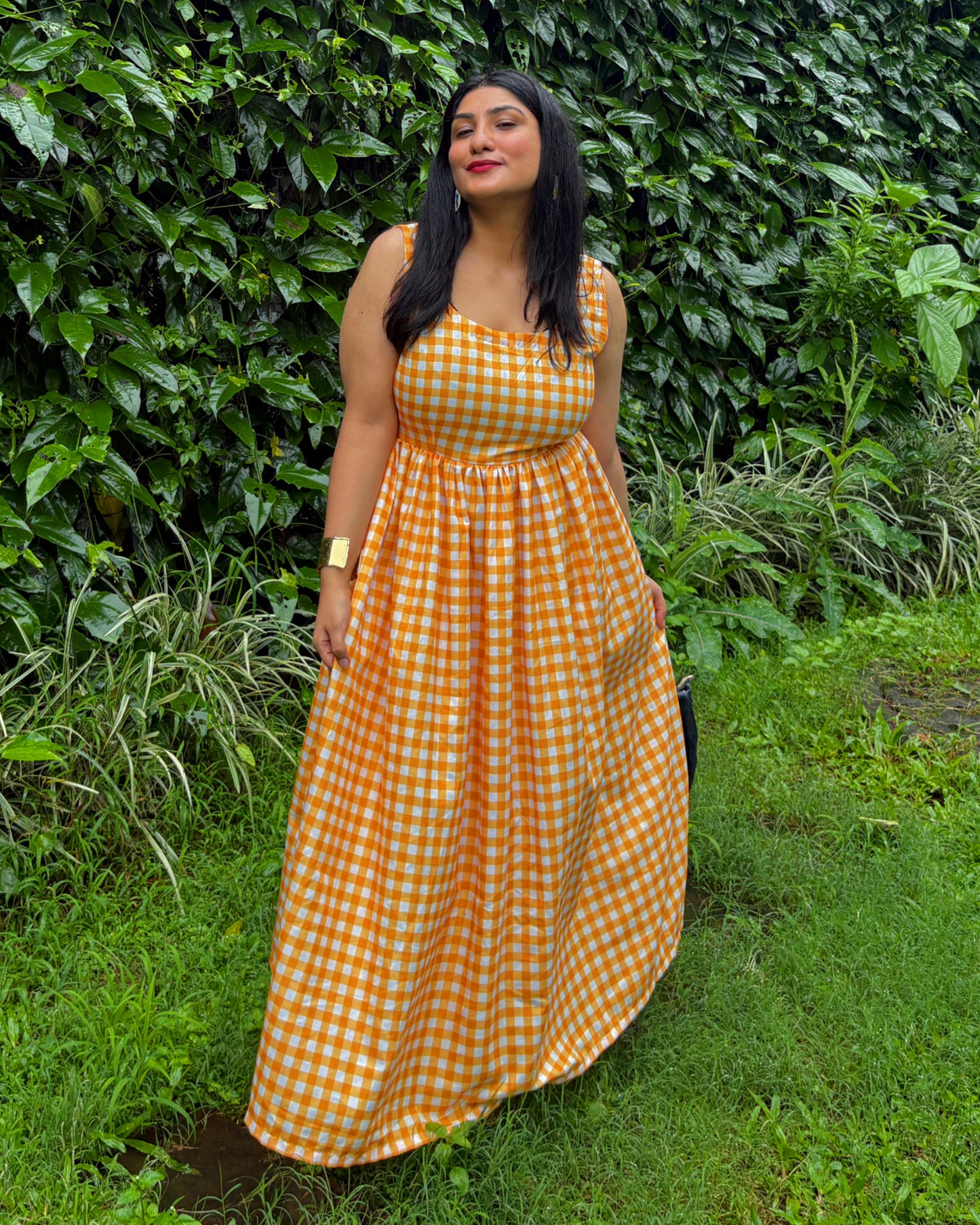 Golden Hour Gingham Maxi