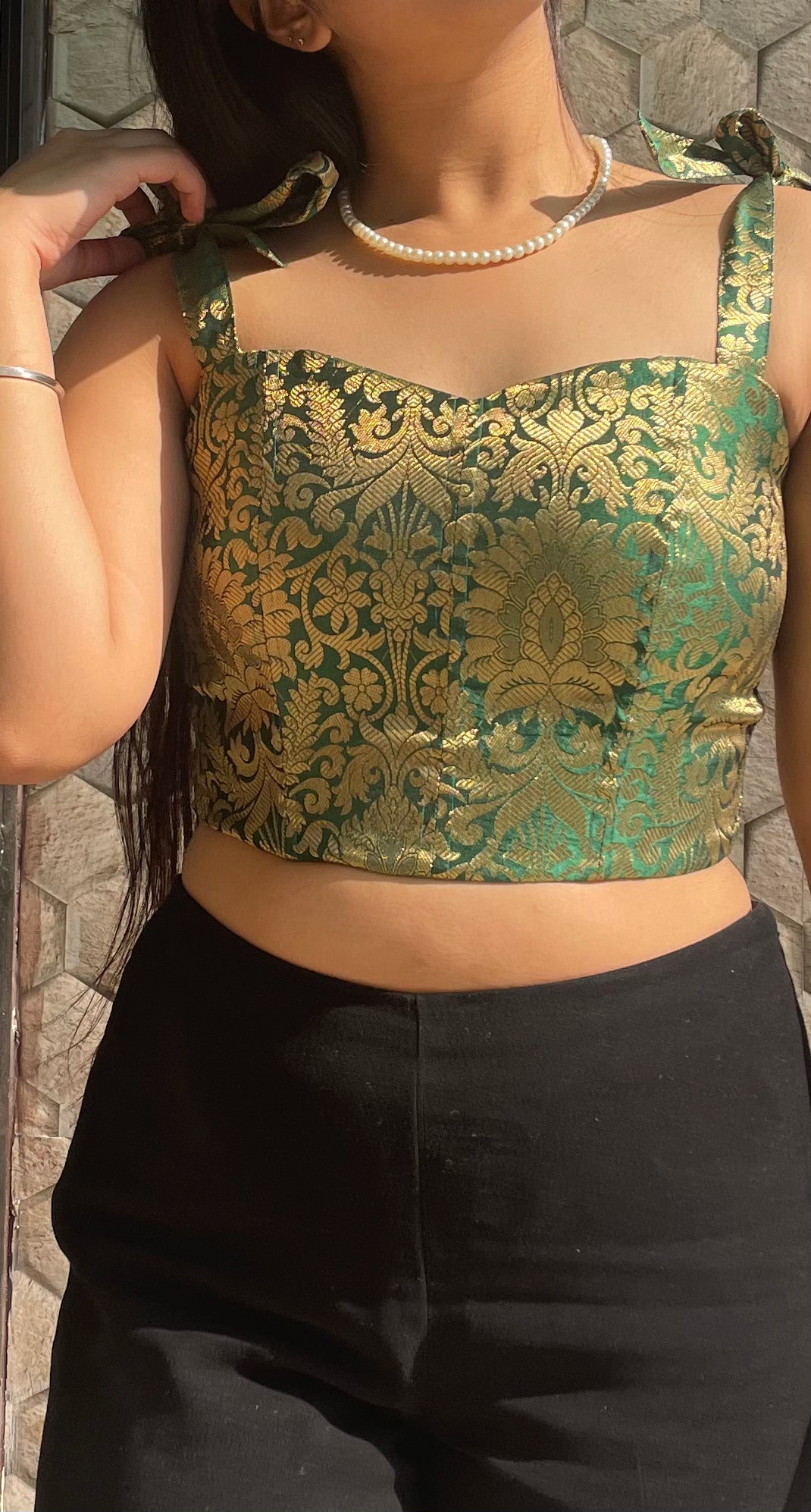 Sea Green Brocade Overbust Corset at best price in Faridabad by Easto  Garments
