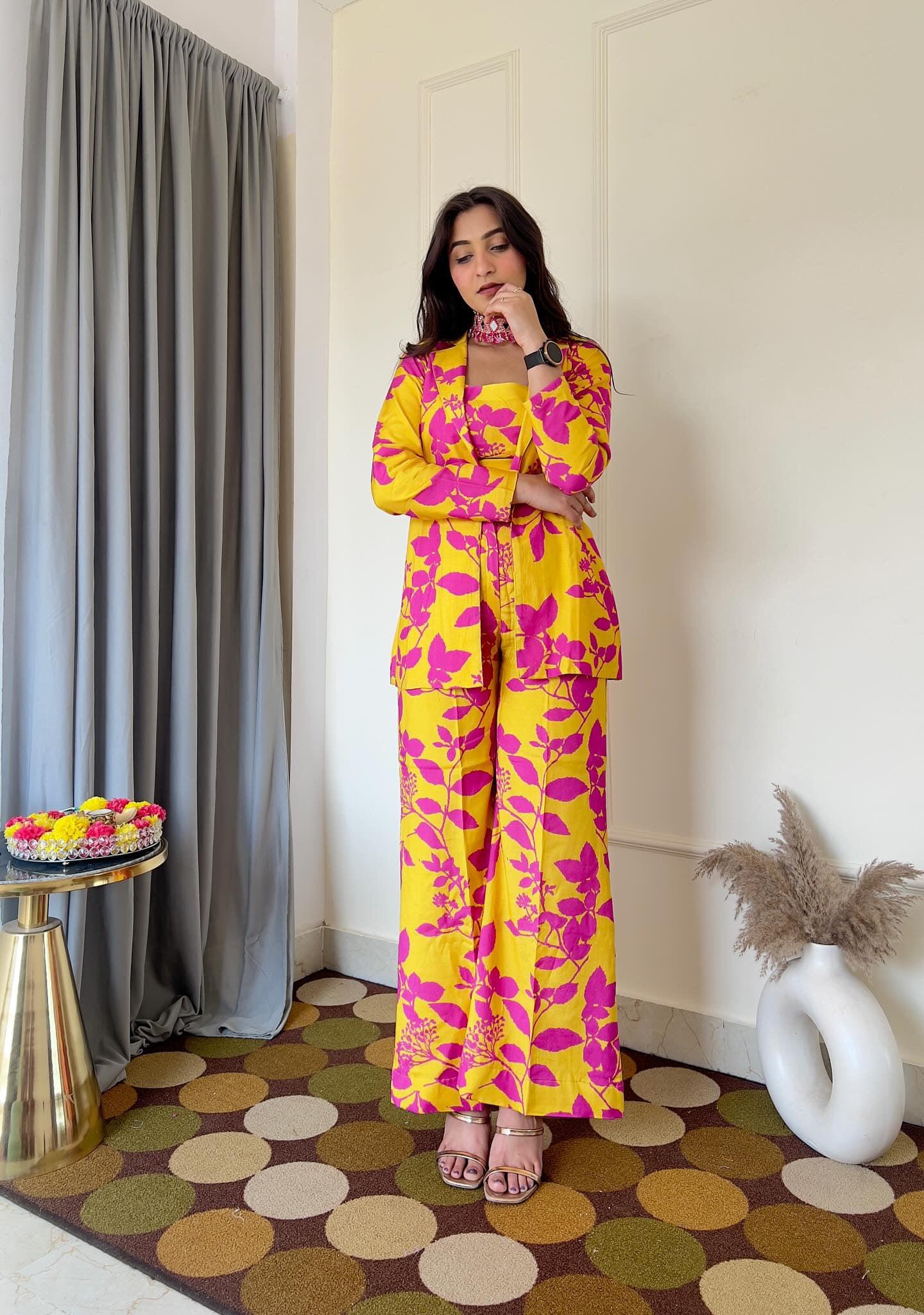 Viscose Haldi Pink 3pc Set