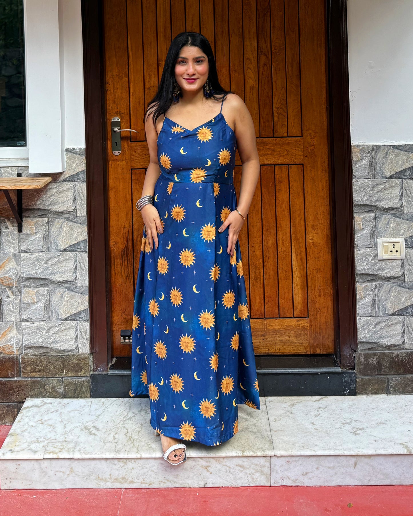 Celestial Glow: Royal Blue Maxi Dress