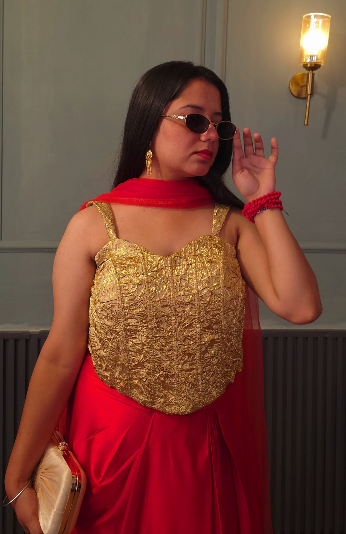 Riva Gold & Red Skirt Set ❤️✨