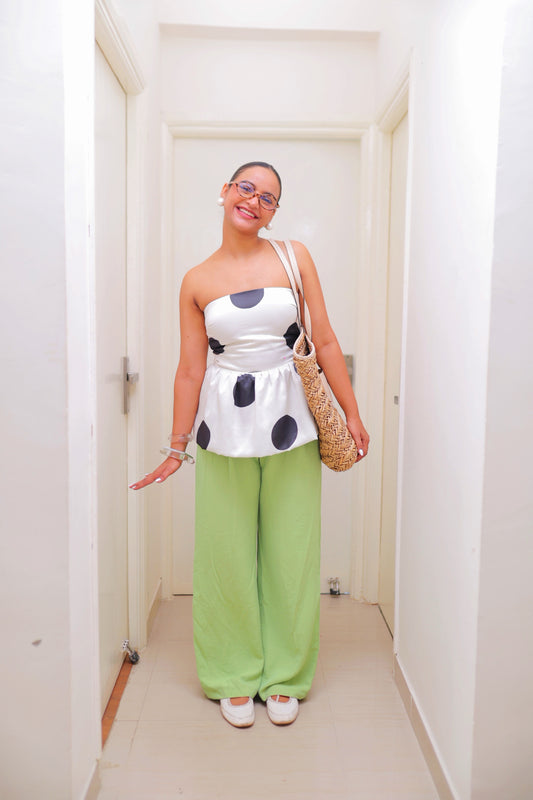Polka Princess Satin Peplum Top
