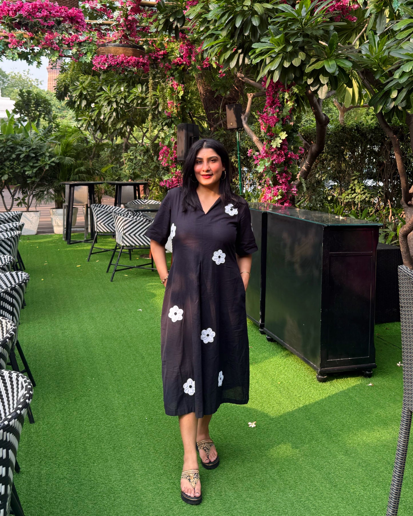 Monochrome Bloom Dress