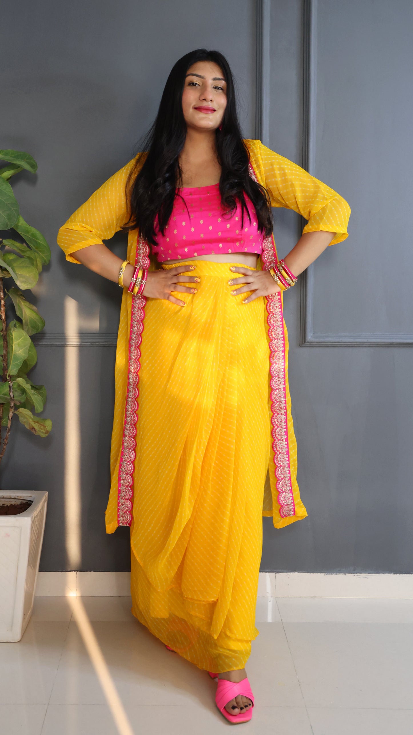 Leheriya Haldi Pink 3pc Set