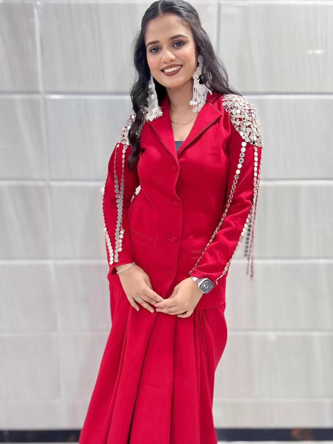 2 Piece Co-ord Set with Mirror Work With PANTS/SKIRT