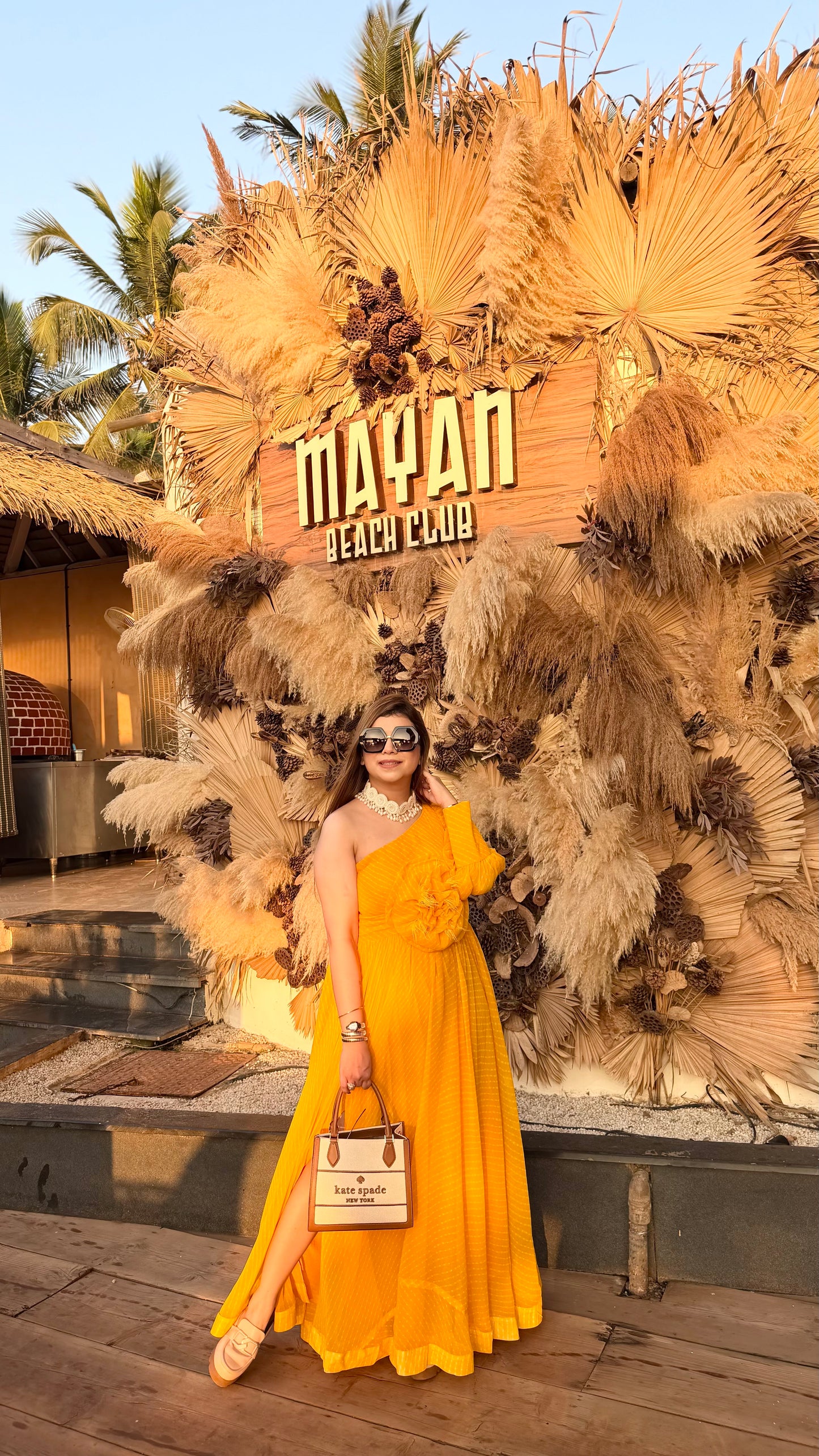 Sun-Kissed Leheriya One-Shoulder Maxi Dress