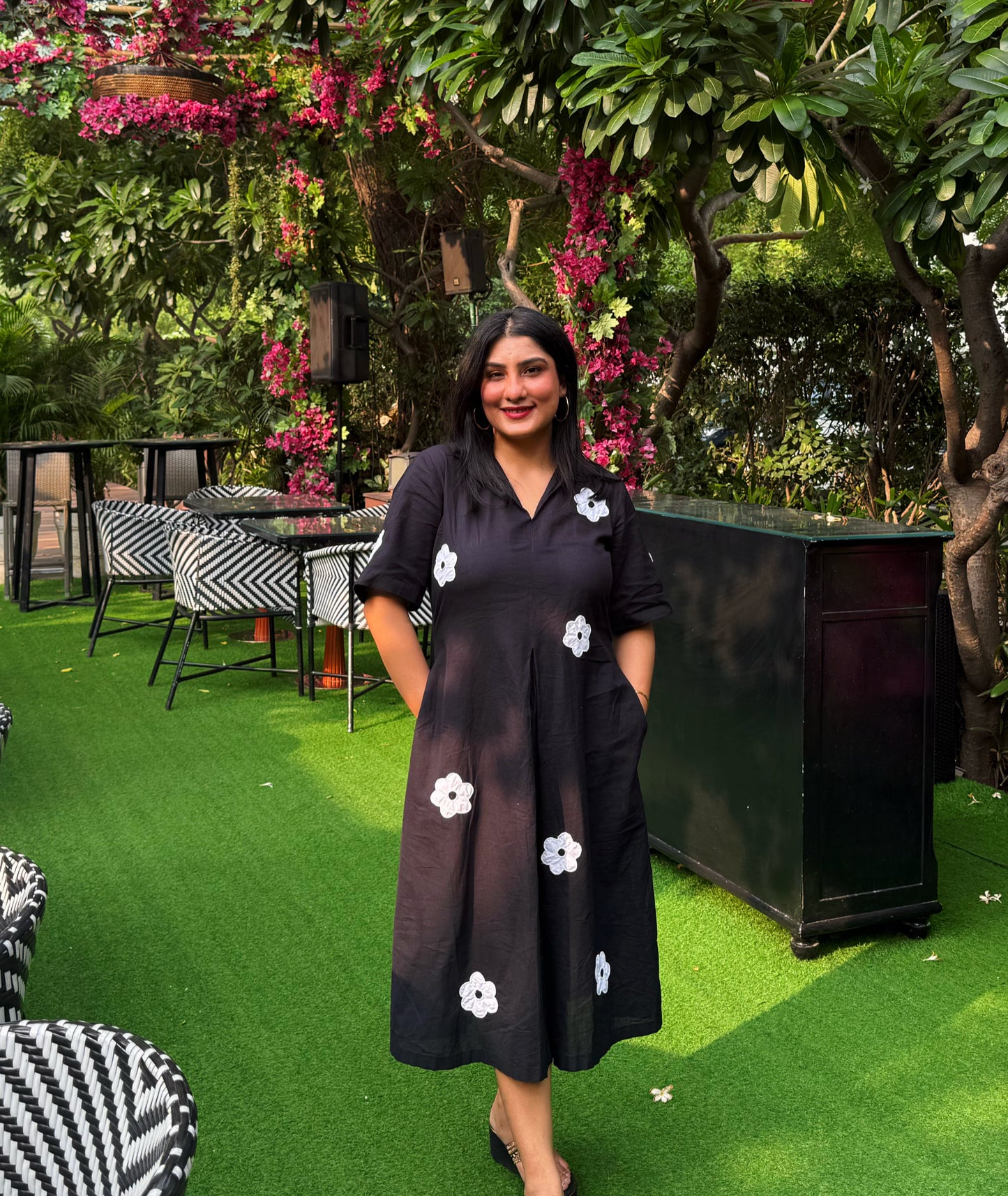 Monochrome Bloom Dress