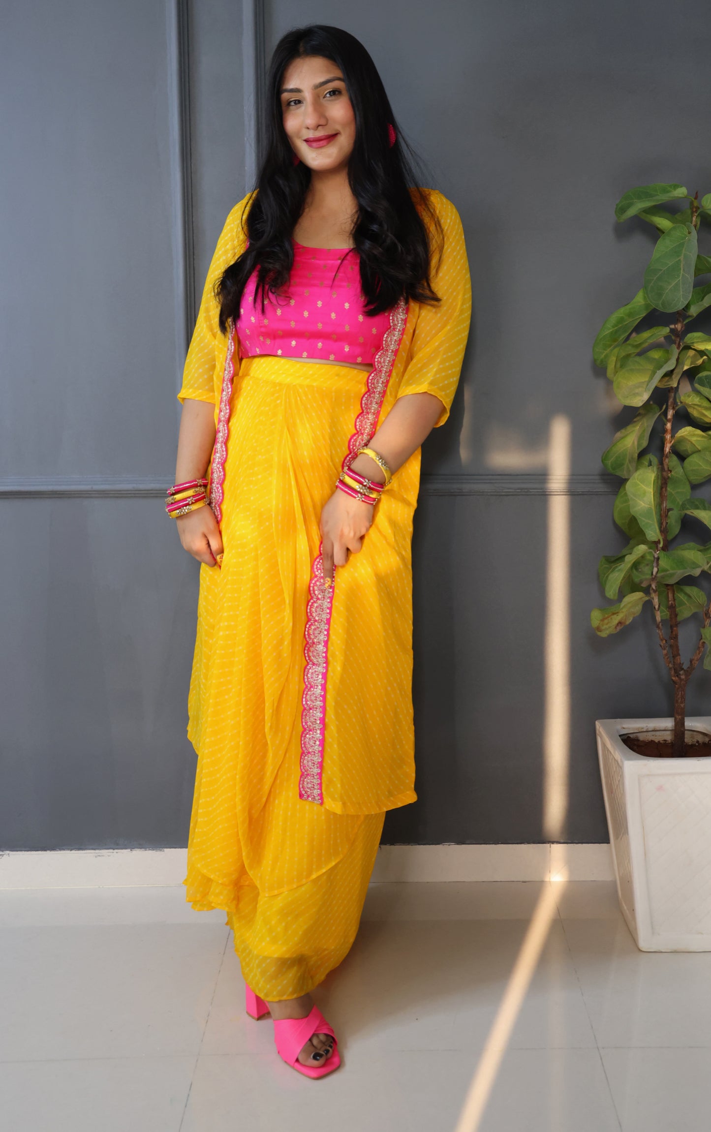 Leheriya Haldi Pink 3pc Set