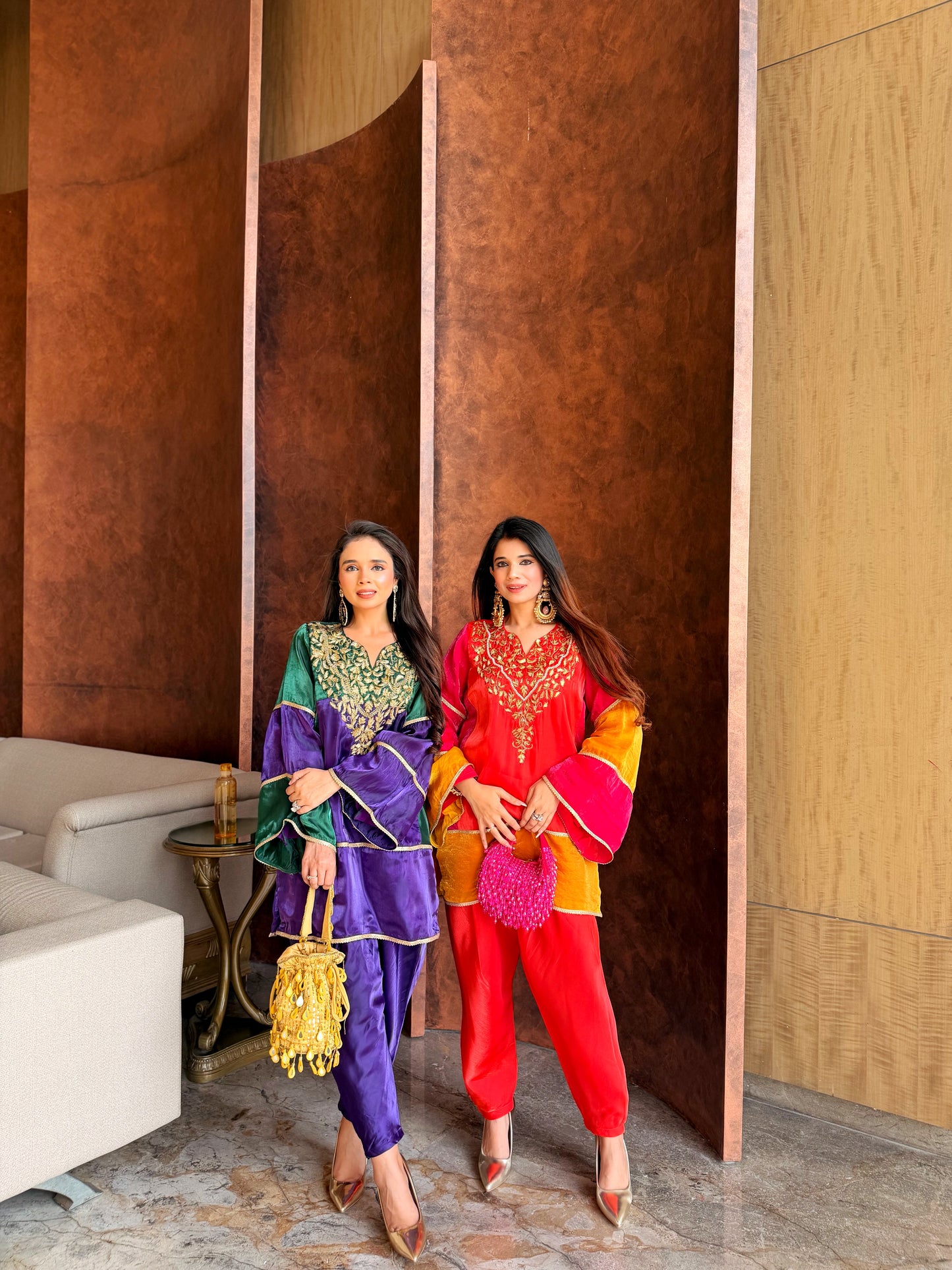 The Surya Set - Organza Kurta Set with Zari Embroidery & Statement Sleeves