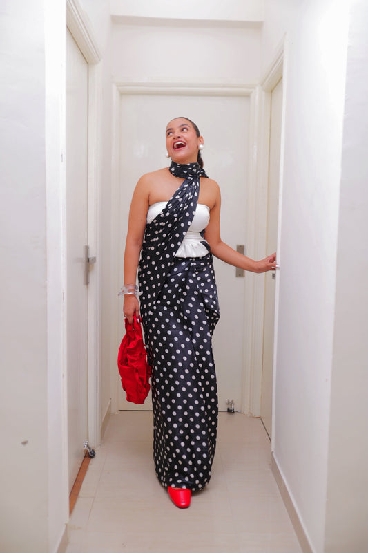 Old Hollywood Polka Pre-Draped Saree