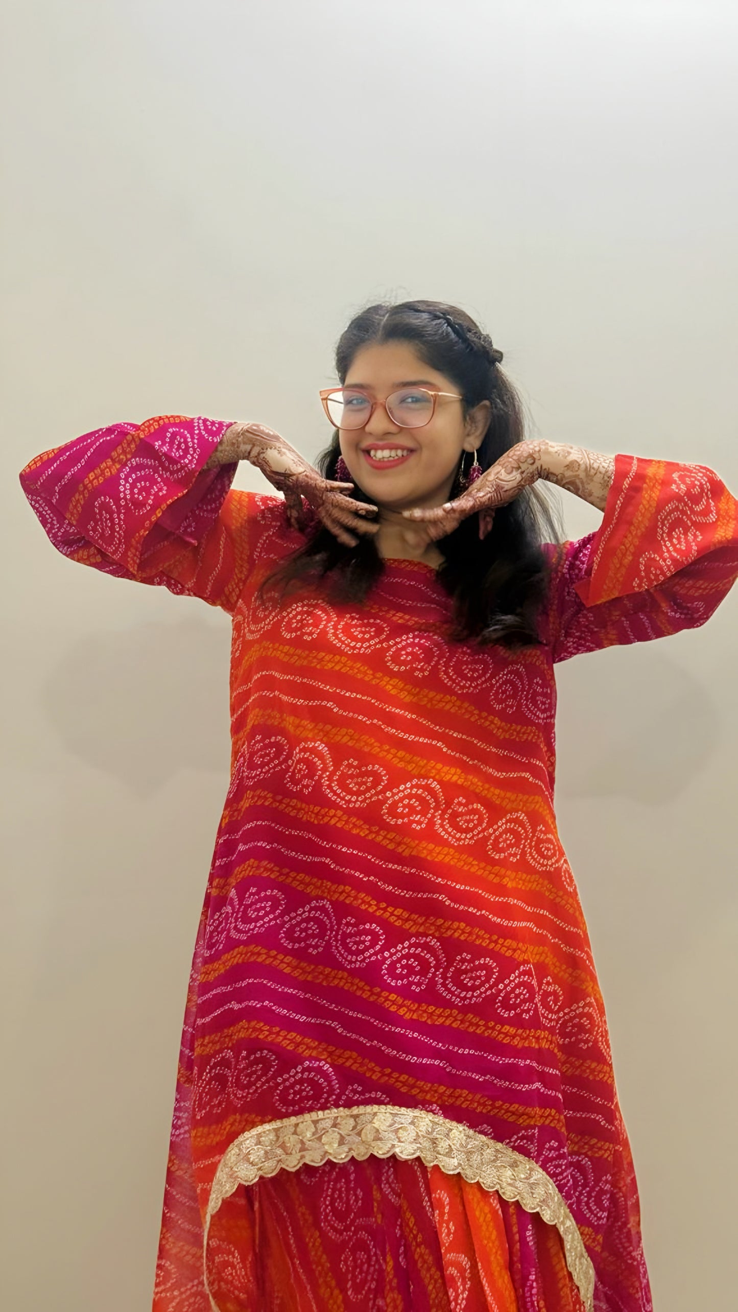 Bandhani Kaftan Set With Dhoti Drape Skirt – The Festive Bloom