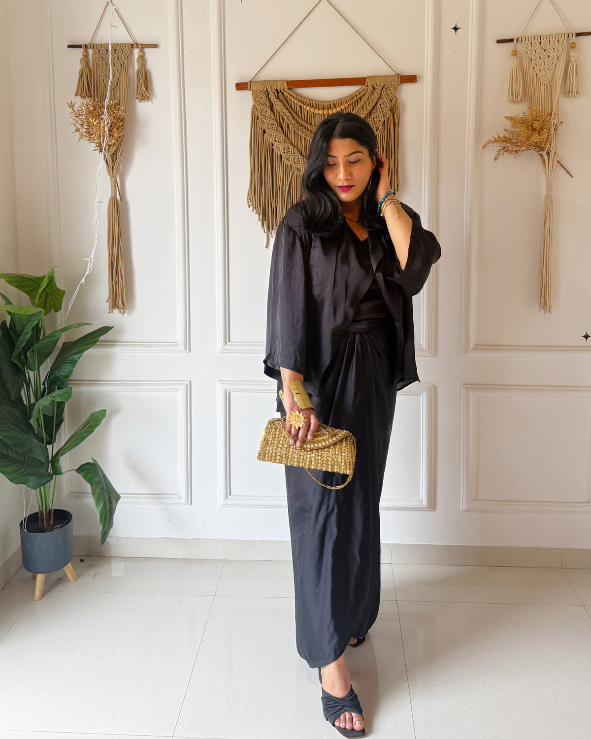 Midnight Luxe Wrap Dhoti Set