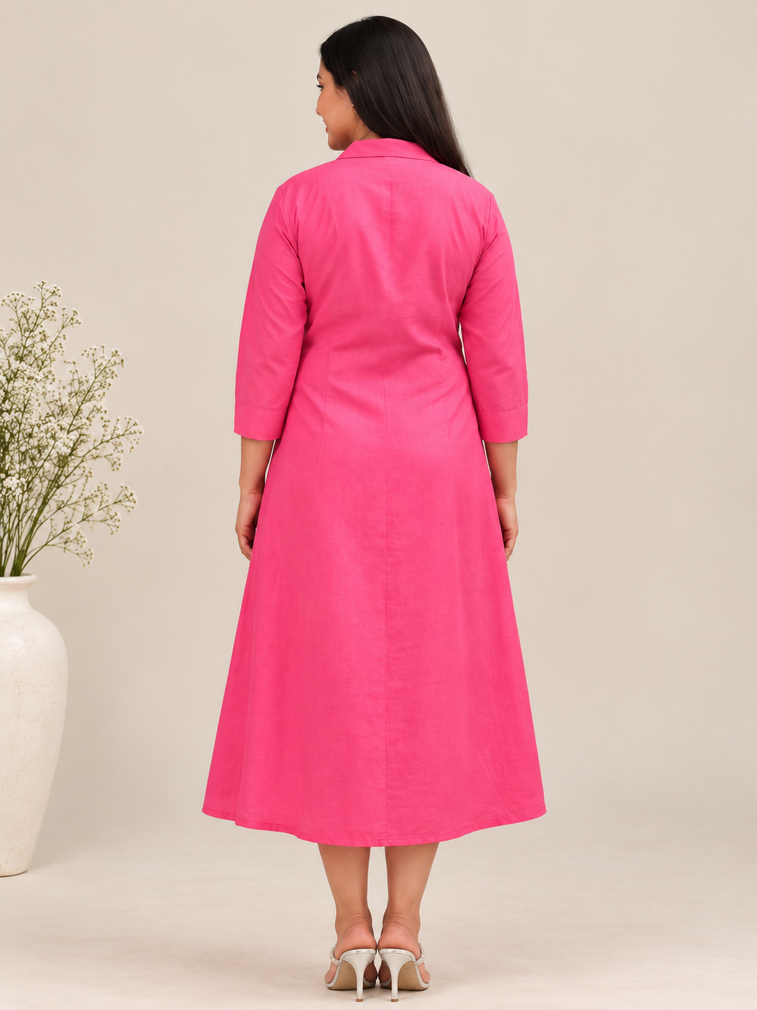The Pankhuri Dress – Light Pink Embroidered A-Line Dress