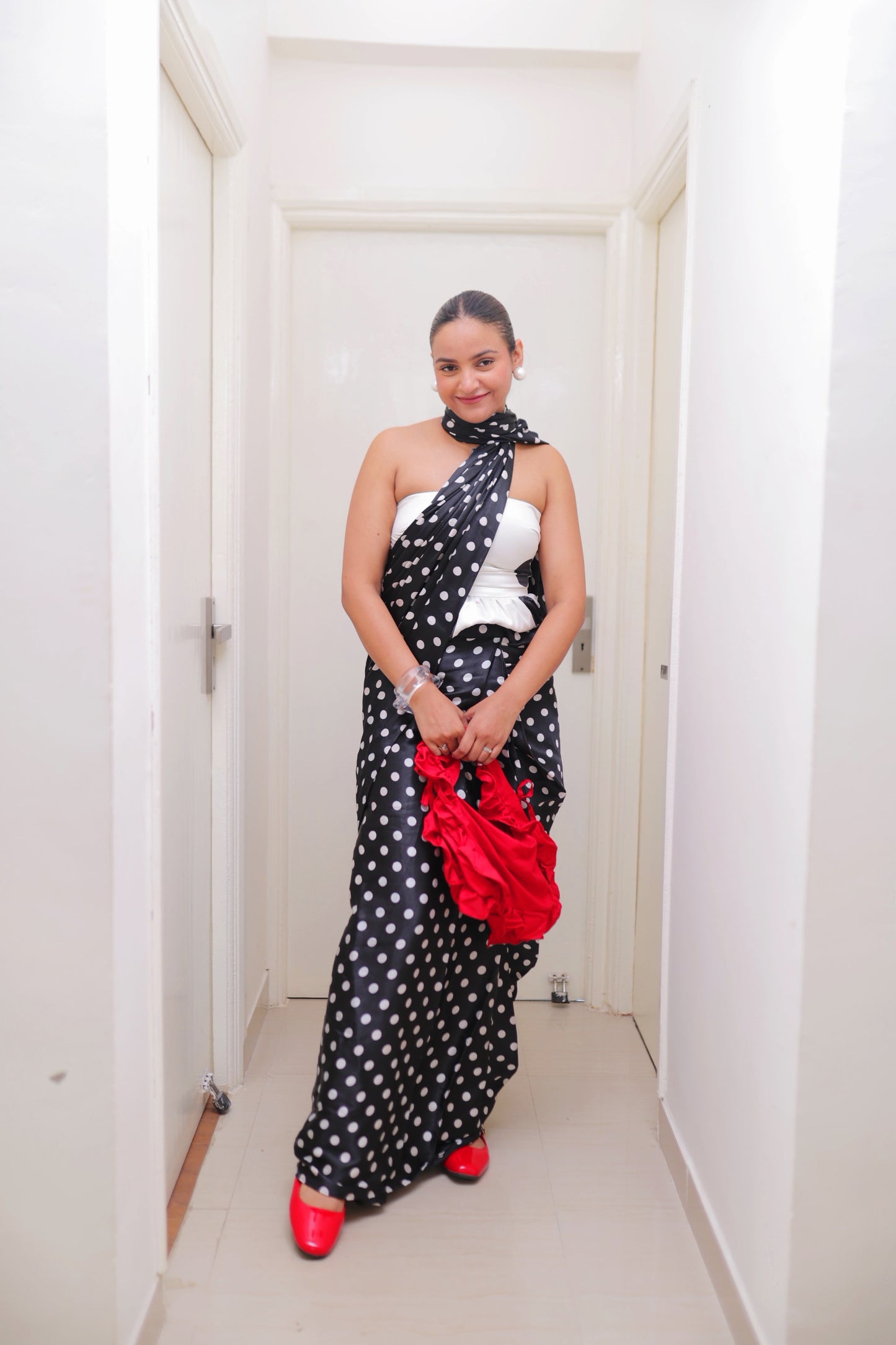 Old Hollywood Polka Pre-Draped Saree