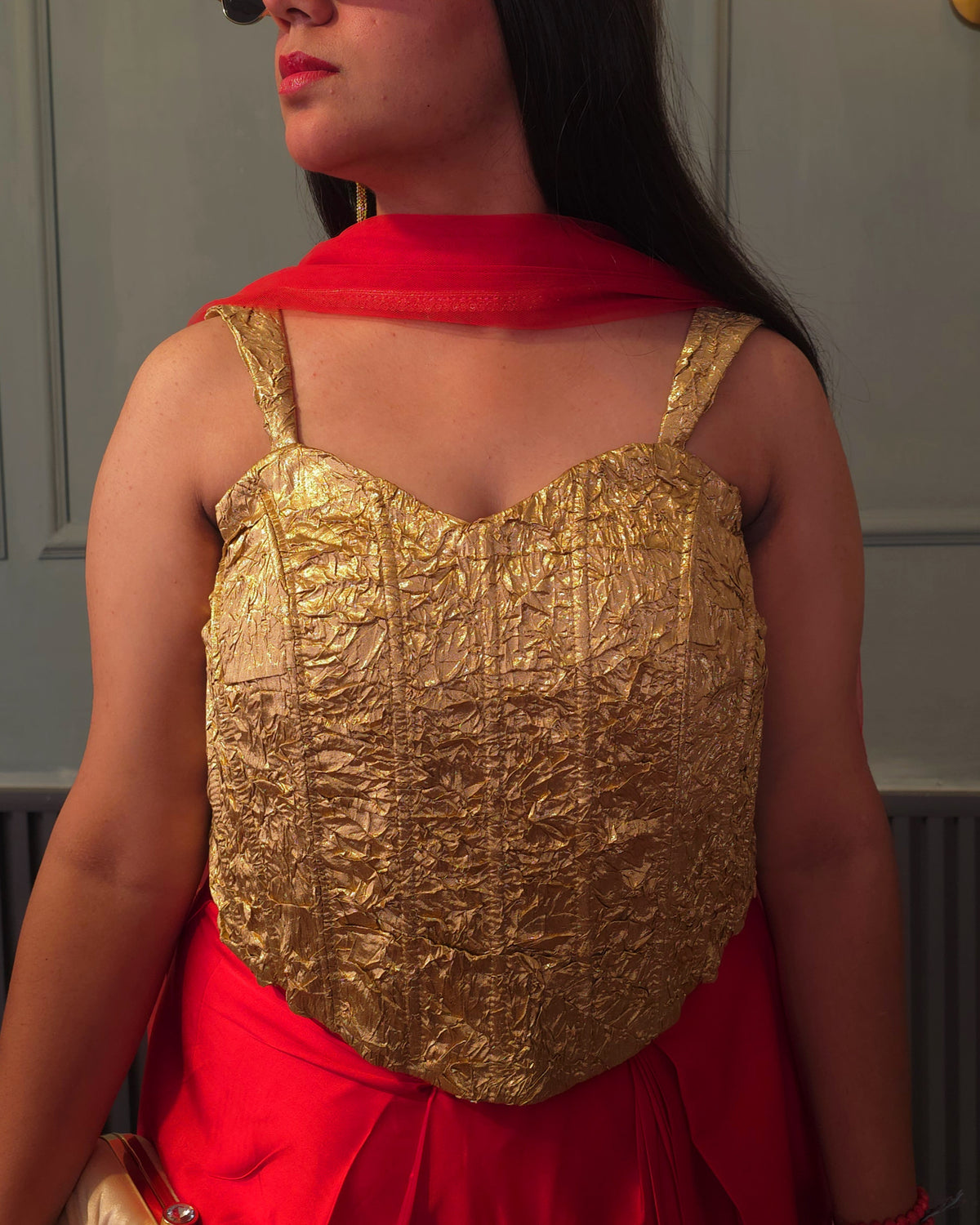 Riva Gold & Red Skirt Set ❤️✨