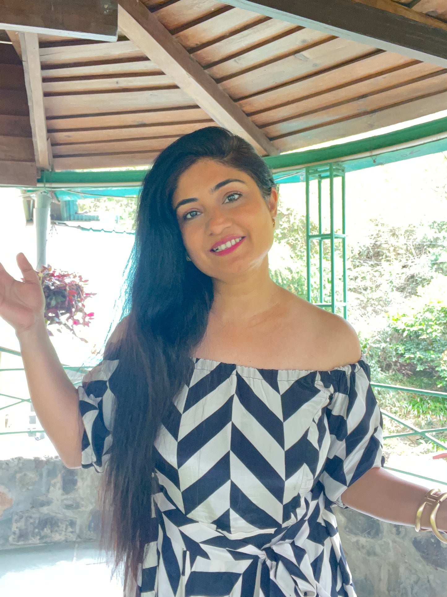 Black & White Chevron Crepe Dress