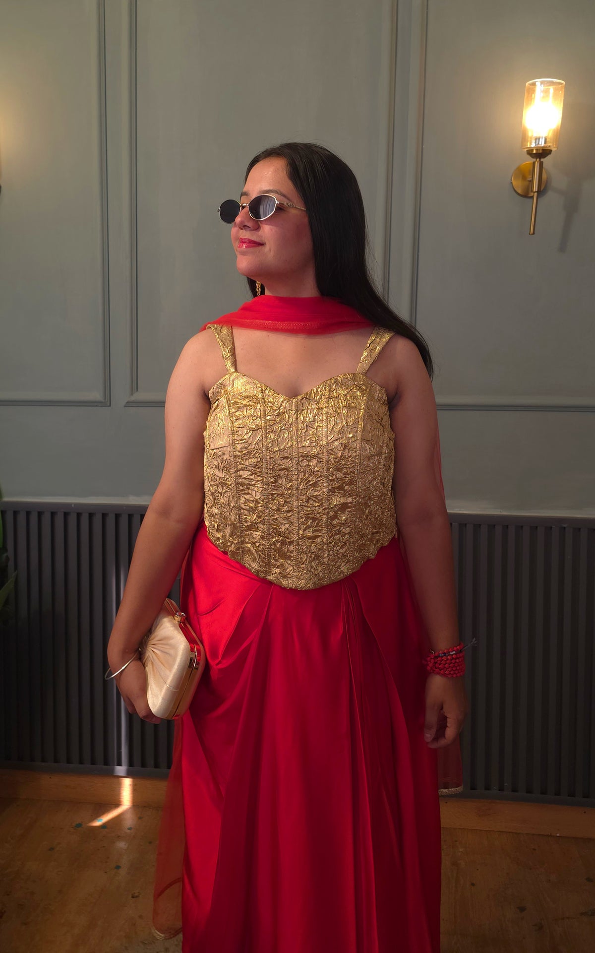 Riva Gold & Red Skirt Set ❤️✨