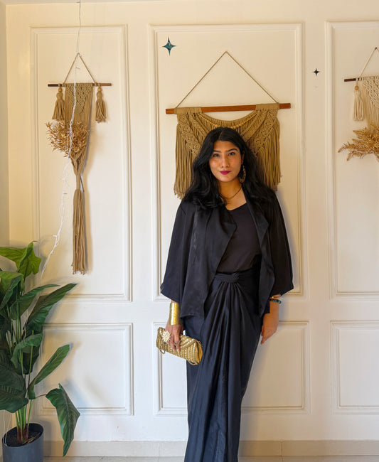Midnight Luxe Wrap Dhoti Set