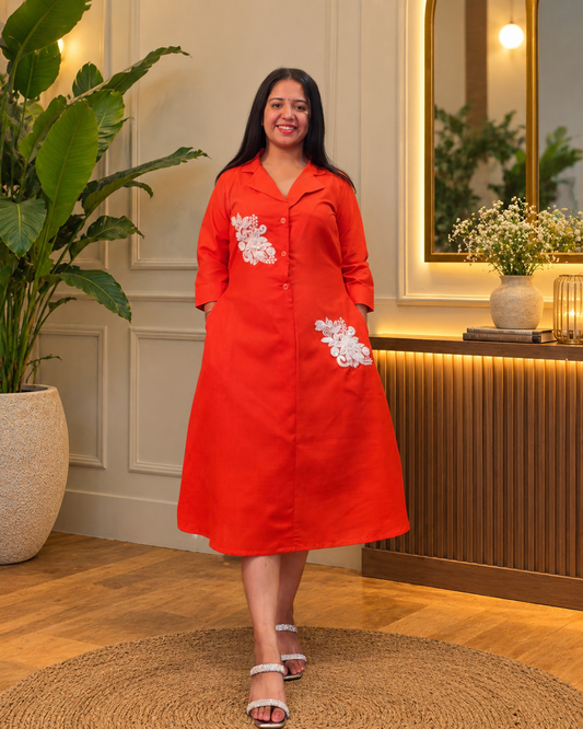 The Sunehri Dress Embroidered Shirt Dress