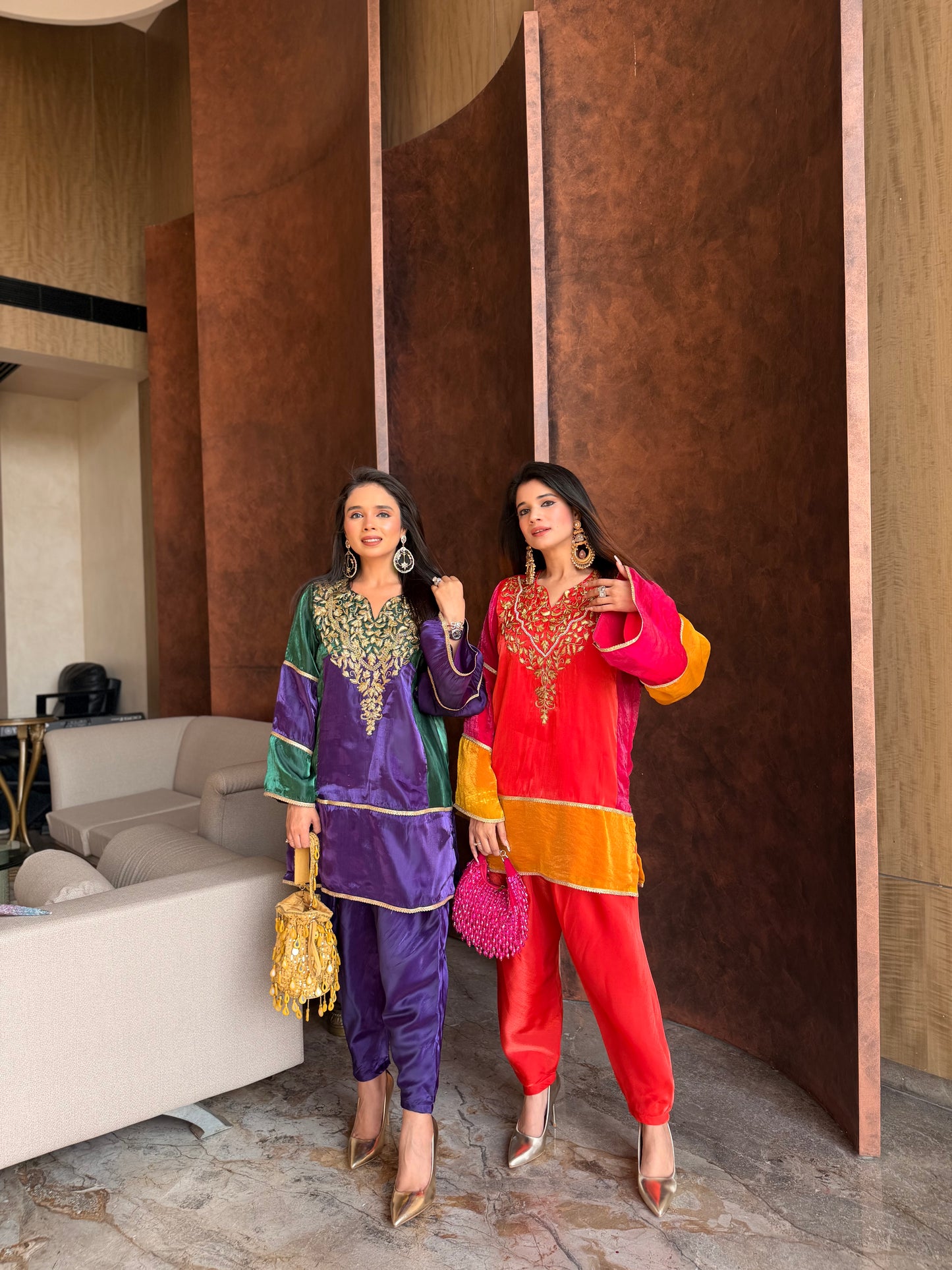 The Surya Set - Organza Kurta Set with Zari Embroidery & Statement Sleeves