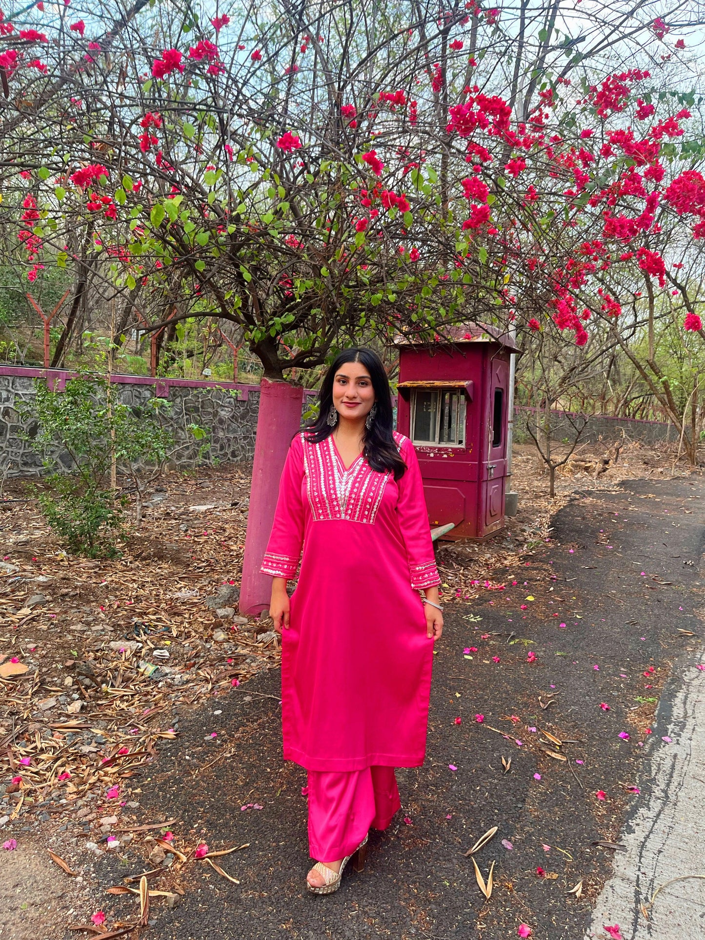 Pink Armani Silk Suit With Silver Hand-embroidery