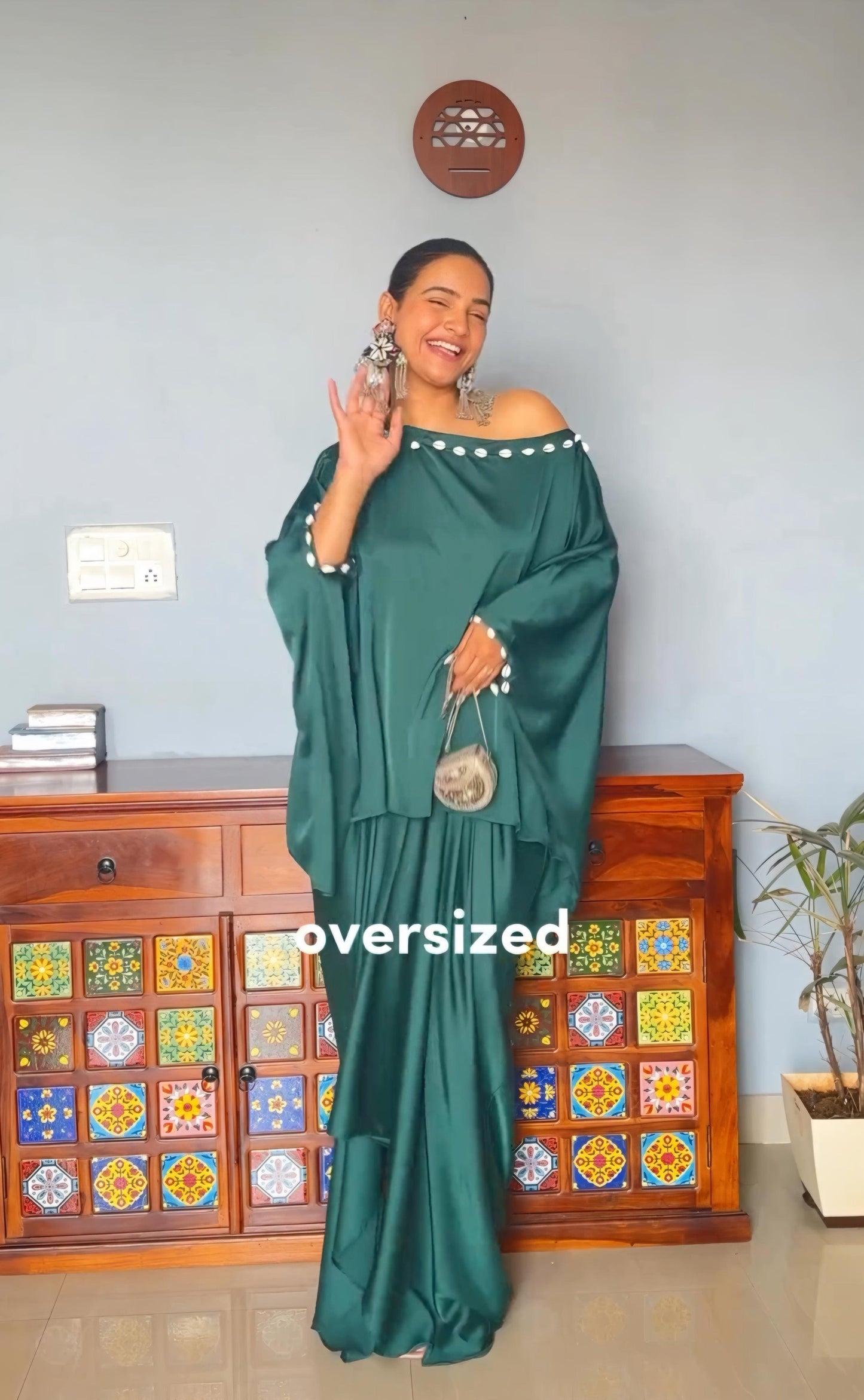 Royal Green Drape Dhoti Skirt