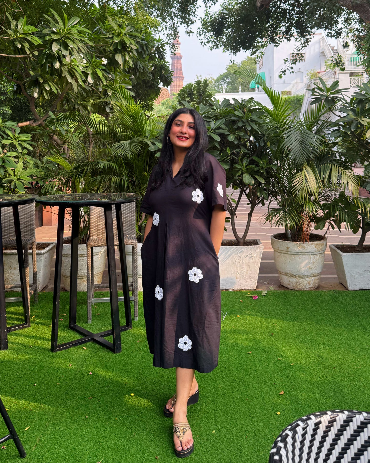 Monochrome Bloom Dress