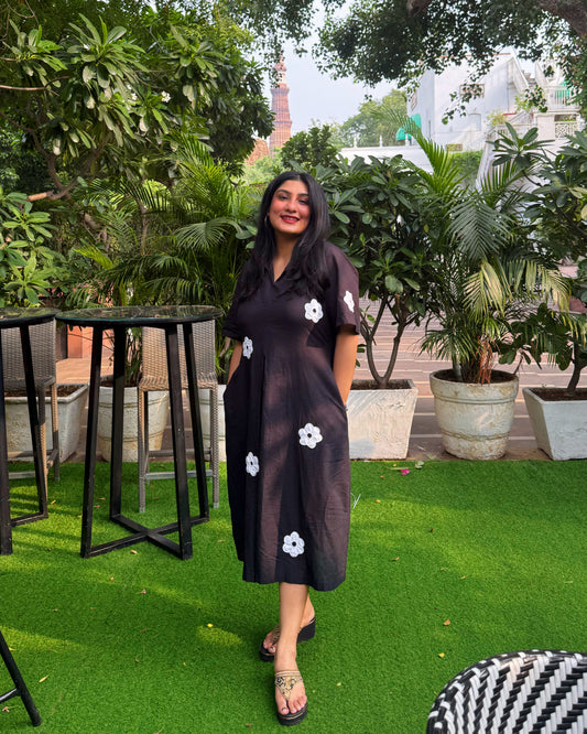 Monochrome Bloom Dress