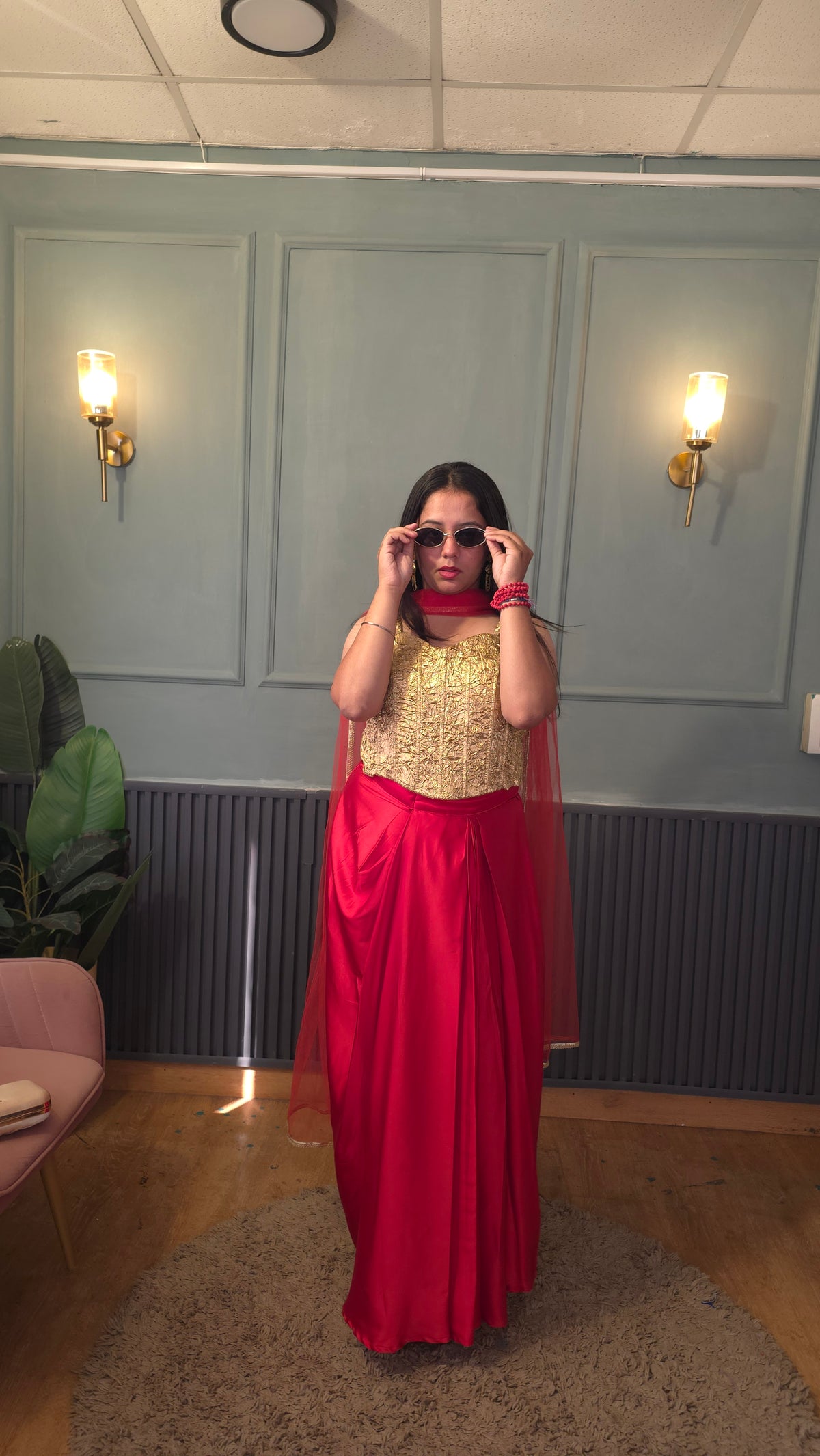 Riva Gold & Red Skirt Set ❤️✨