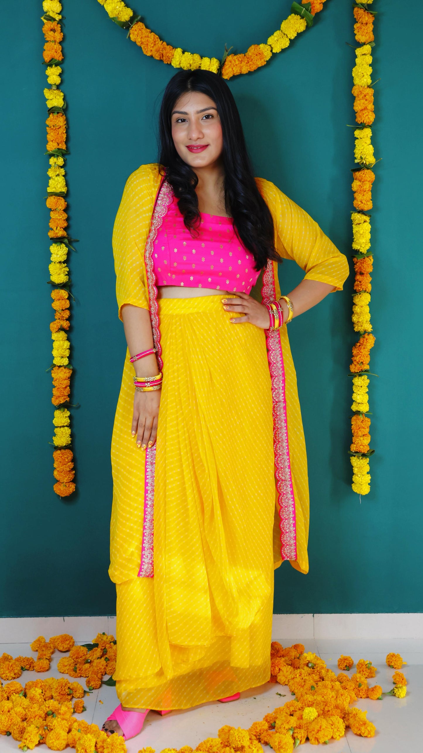 Leheriya Haldi Pink 3pc Set