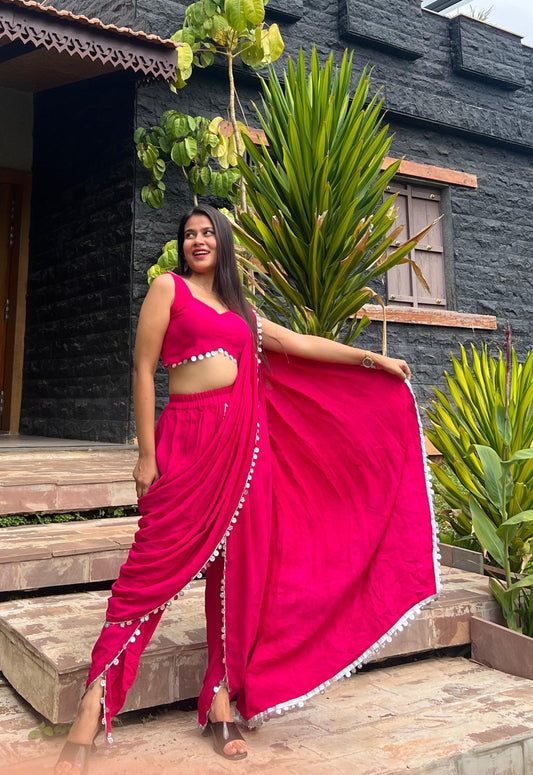 Dhoti Saree Pink