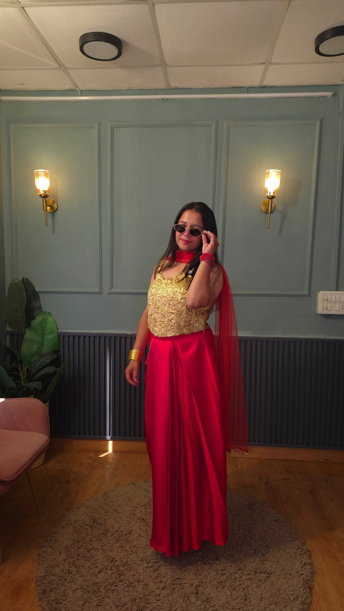 Riva Gold & Red Skirt Set ❤️✨