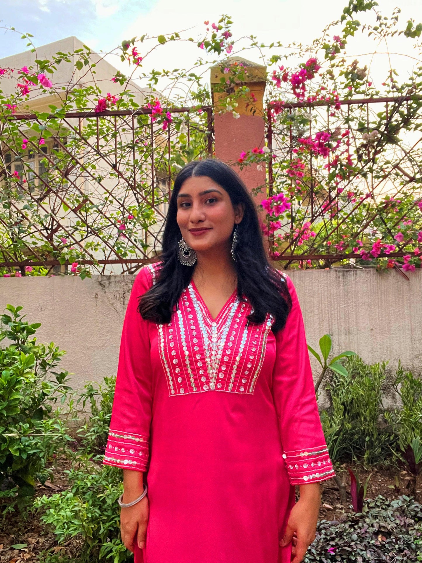 Pink Armani Silk Suit With Silver Hand-embroidery