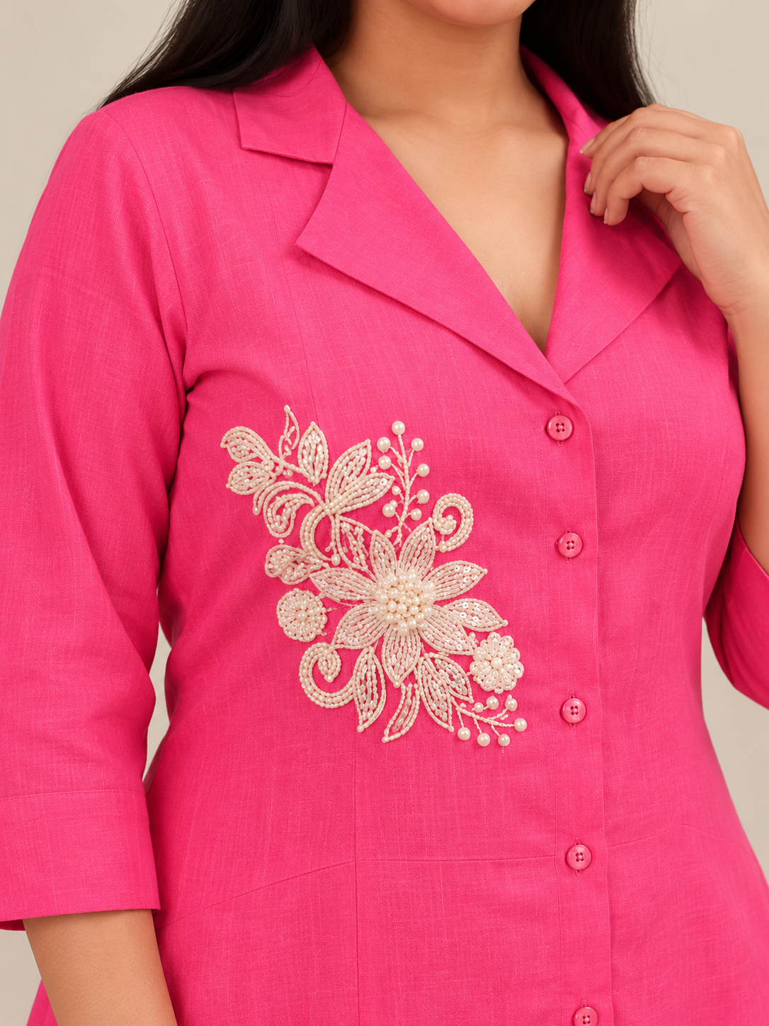 The Pankhuri Dress – Light Pink Embroidered A-Line Dress
