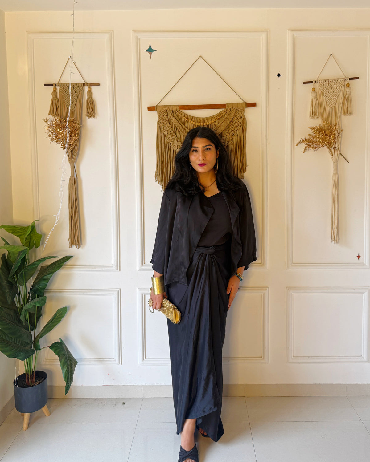 Midnight Luxe Wrap Dhoti Set