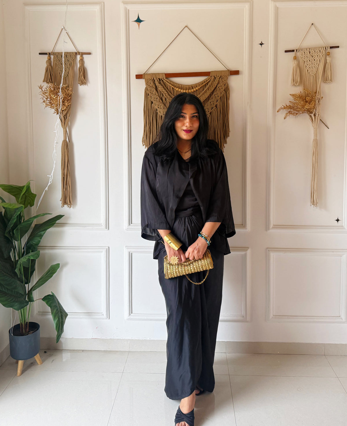 Midnight Luxe Wrap Dhoti Set