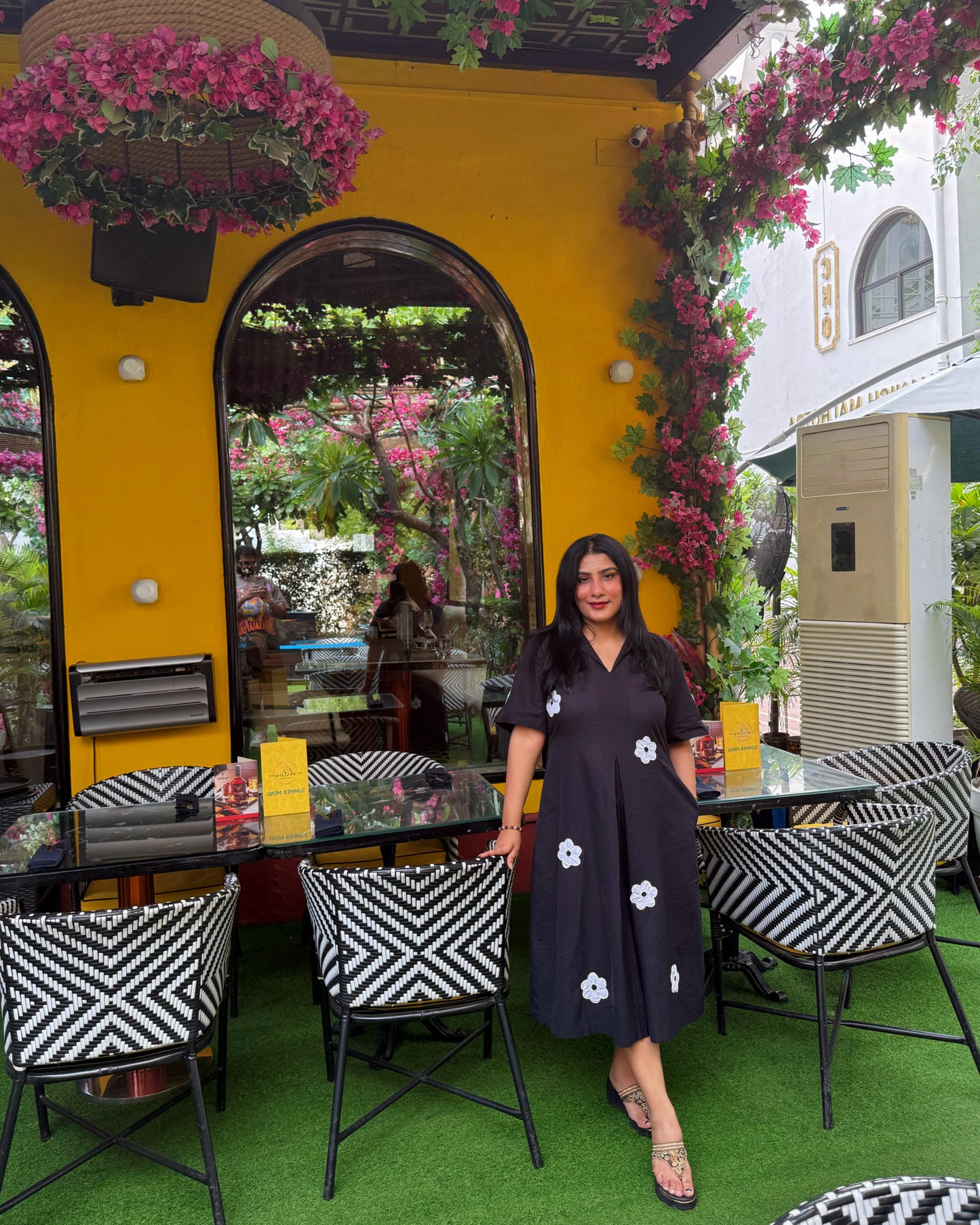 Monochrome Bloom Dress